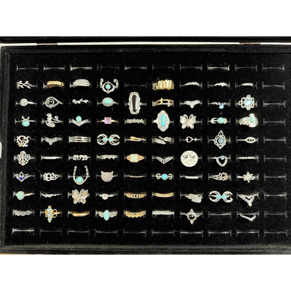 69 PC Boho Style Ring Set With Black Velvet Case